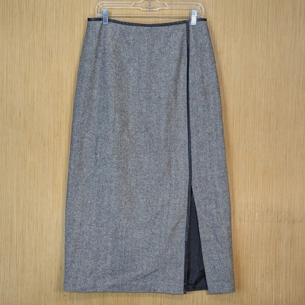 Womens Grey Tweed Maxi Skirt‎ 12 Vintage Dark Academia Old Money Chic Wool Blend